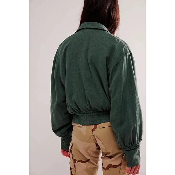 New Free People Billy Saddle Green Jacket Women's Size XS - Picture 3 of 7